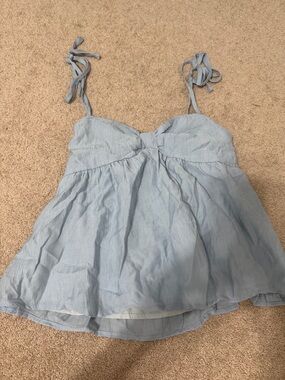 Cotton On Light Blue Tie-Shoulder Babydoll Camisole